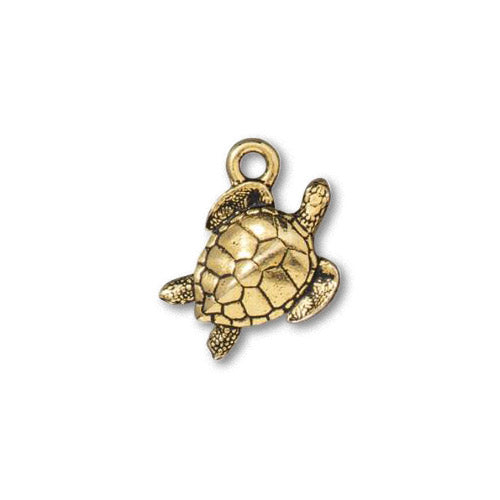 TierraCast Sea Turtle Charm / pewter with antique gold finish / 94-2553-26