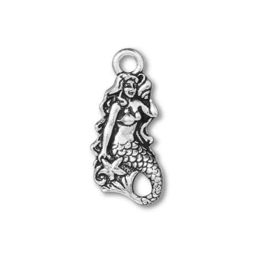 TierraCast Mermaid Charm / 5 Pack / pewter with antique silver finish
