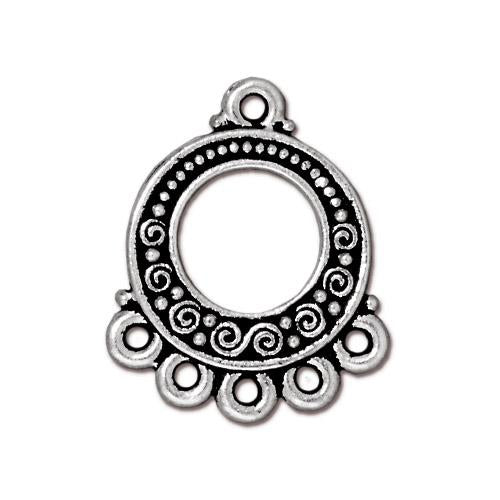 TierraCast Spiral and Beads 5 to 1 Link / 6 Pack / pewter with antique silver finish
