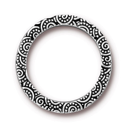 TierraCast 25mm Spiral Ring Link / pewter with antique silver