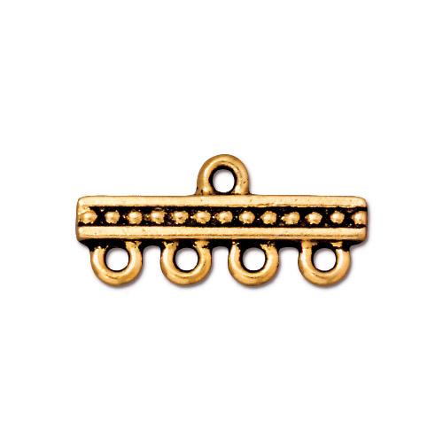 TierraCast Beaded Bar 4-to-1 Link — Antique Gold