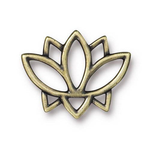 TierraCast Open Lotus Link / 5 Pack / pewter with a brass oxide finish