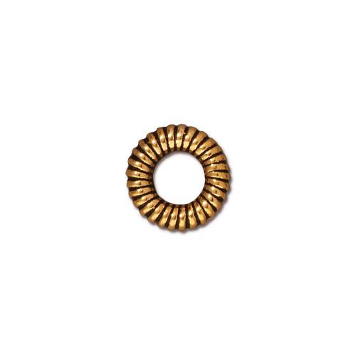 TierraCast 10mm Coiled Ring Bead / 10 Pack / pewter with antique gold finish