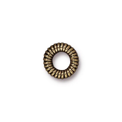 TierraCast 10mm Coiled Ring Bead / 10 Pack / pewter with a brass oxide finish