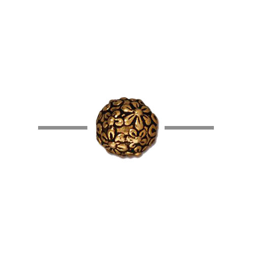 TierraCast 8mm Floral Round Bead / pewter with antique gold finish / 94-5601-26