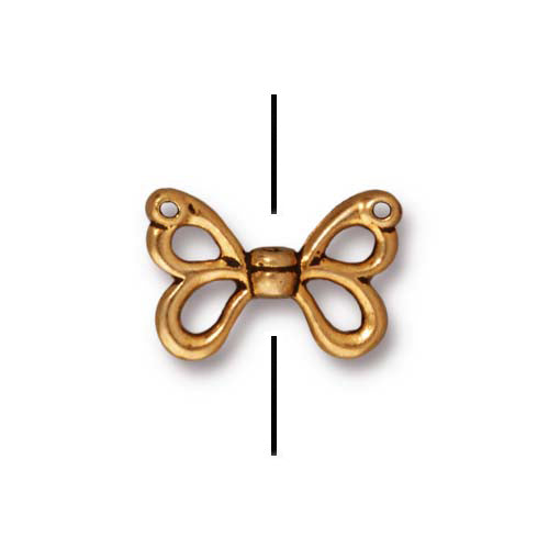 TierraCast Butterfly Wing Bead / pewter with antique gold finish / 94-5602-26