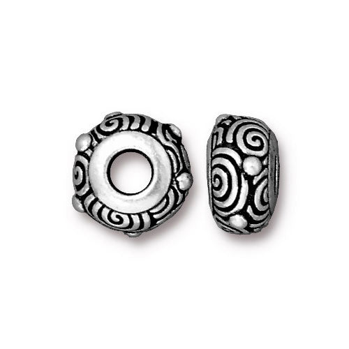 TierraCast Spiral Euro Bead / pewter with antique silver finish / large hole bead / 94-5757-12