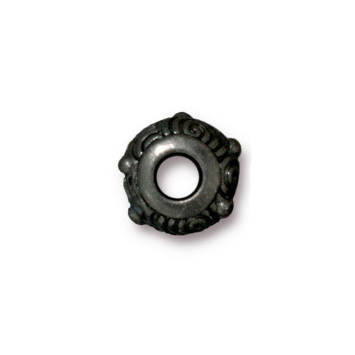 TierraCast Spiral Euro Bead / 5 Pack / pewter with black finish / large hole bead