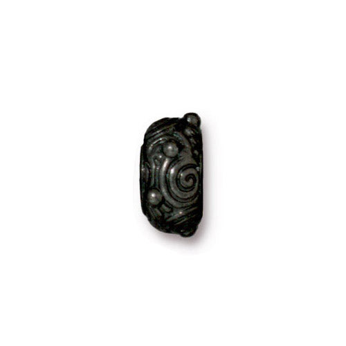TierraCast Spiral Euro Bead / 5 Pack / pewter with black finish / large hole bead