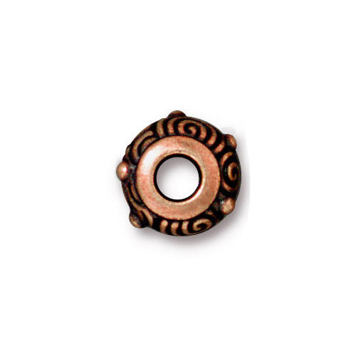 TierraCast Spiral Euro Bead / 5 Pack / pewter with antique copper finish / large hole bead