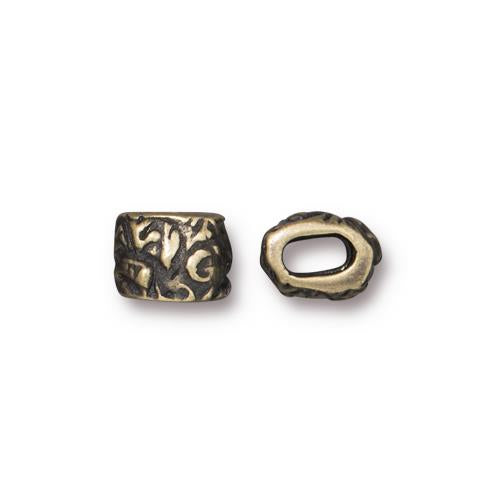 TierraCast Jardin Barrel Bead / 10 pack / pewter with a brass oxide finish