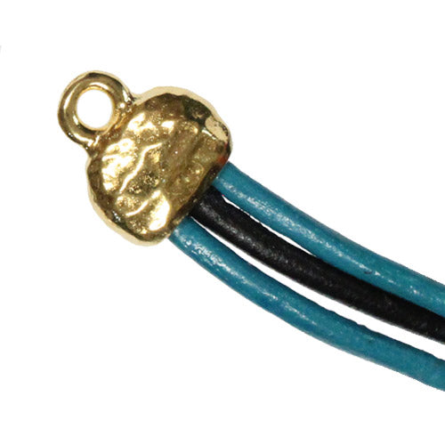 TierraCast 6 x 2mm Distressed Crimp End Cap / 10 Pack / pewter with a bright gold finish
