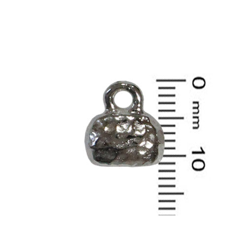 TierraCast 6 x 2mm Distressed Crimp End Cap / 10 Pack / pewter with a bright rhodium finish