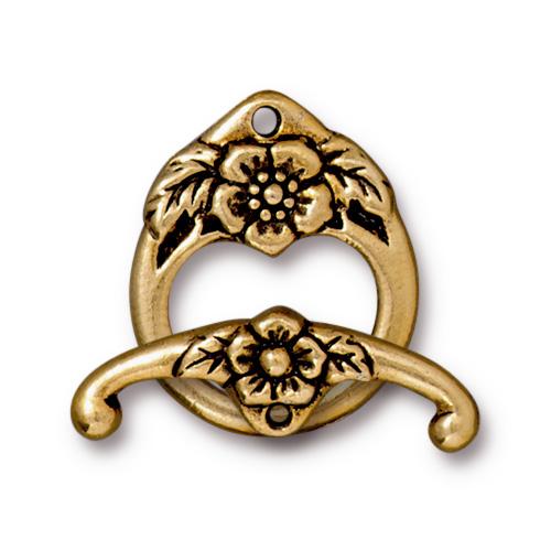 TierraCast Floral Toggle Clasp / pewter with antique gold finish / 94-6196-26