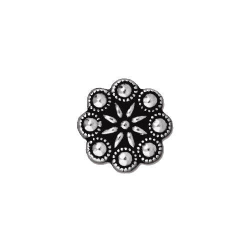 TierraCast Czech Rosette Button / pewter with antique silver finish / 94-6544-12