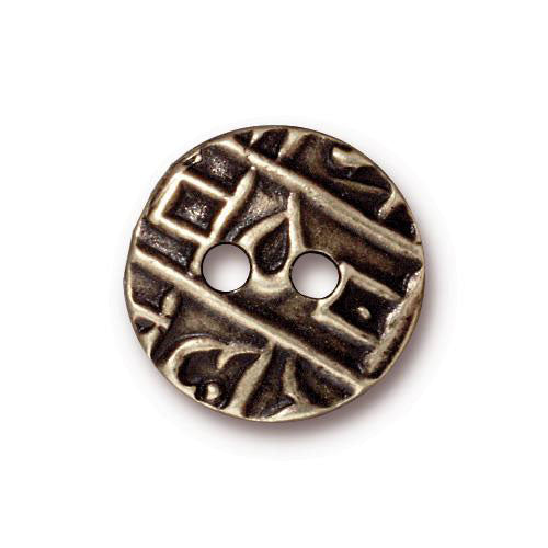 TierraCast Round Coin Button / pewter with a brass oxide finish / 94-6558-27