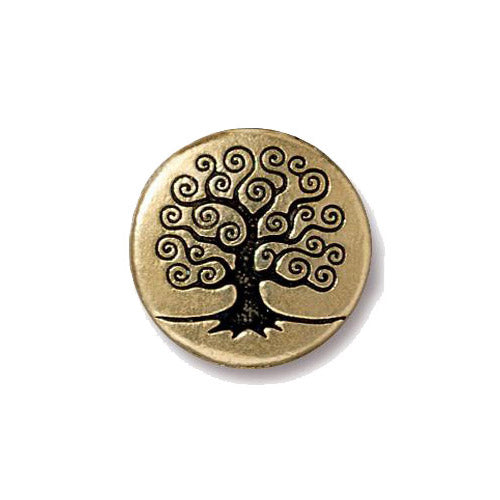 TierraCast Tree of Life Button / 5 Pack / pewter with antique gold finish