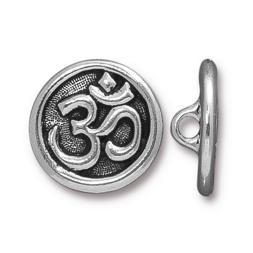 TierraCast Om Button / pewter with antique silver finish / 94-6568-12