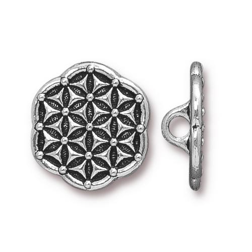 TierraCast Flower of Life Button / pewter with antique silver finish / 94-6570-12