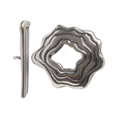 Waves Toggle Clasp / irregular round 925 sterling silver / 23mm long x 19mm wide