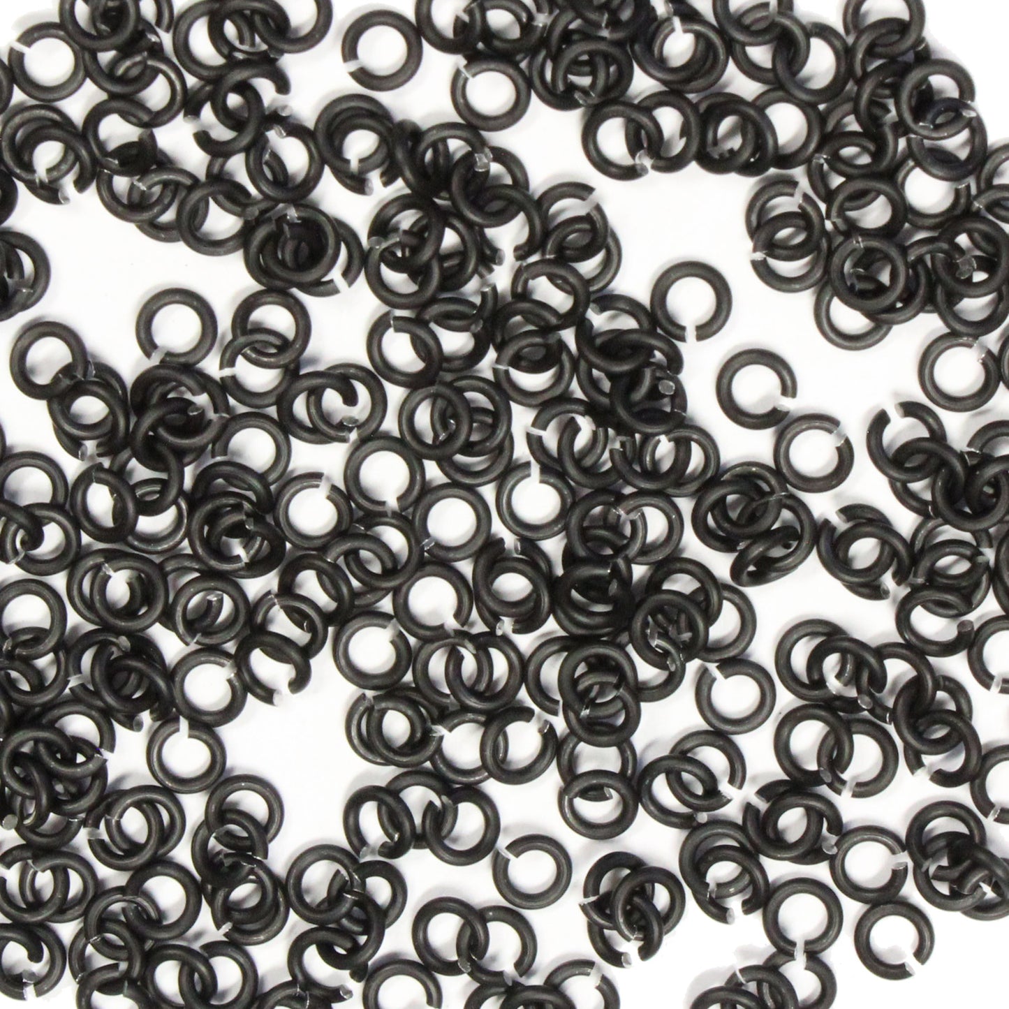 MATTE BLACK / 2.4mm 20 GA Jump Rings / 5 Gram Pack (approx 350) / sawcut round open anodized aluminum