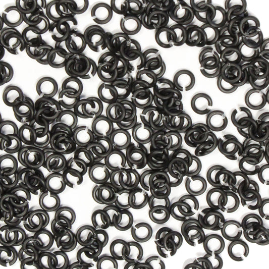 MATTE BLACK / 2.4mm 20 GA Jump Rings / 5 Gram Pack (approx 350) / sawcut round open anodized aluminum