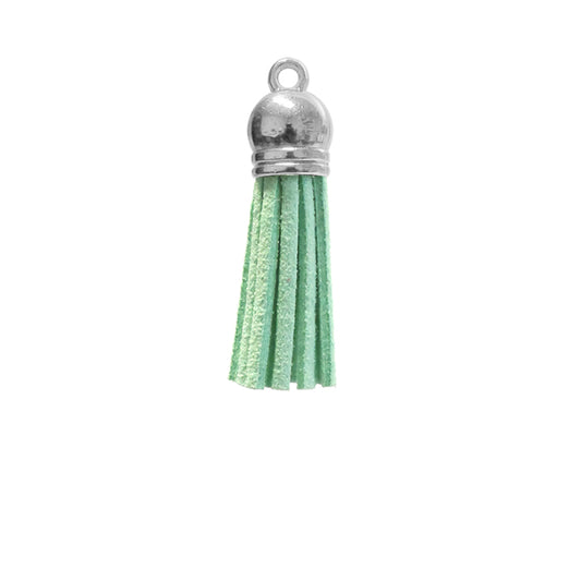 AQUA MINT 40mm Faux Suede Tassel with silver acrylic cap and eyelet