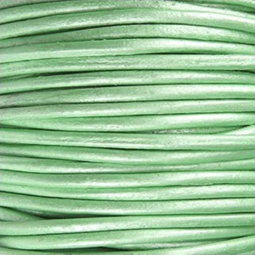 METALLIC OASIS TURQUOISE 2mm Round Leather Cord / sold by the meter