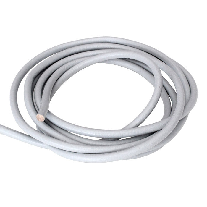 LIGHT GREY 5mm Round Euro Leather Cord / sold by the meter / rope for craft or jewelry making, make cord bracelets or necklaces