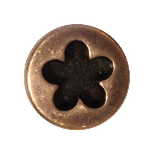 Antique Copper 10mm Flower Sliders / 10 Pack / ID 10 x 2mm / for 10mm flat leather strap cord