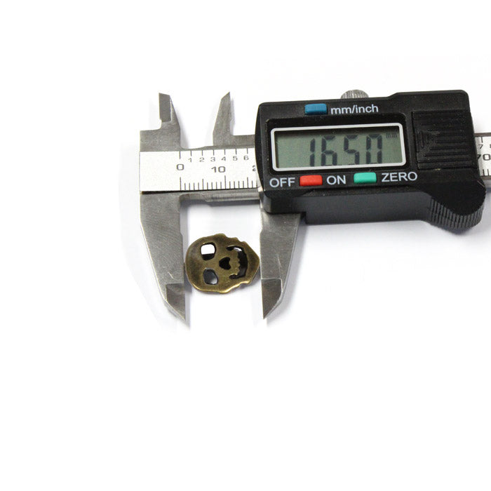 Antique Brass Skull Slider / 5 Pack / ID 10 x 2mm / slider for 10mm flat leather cord