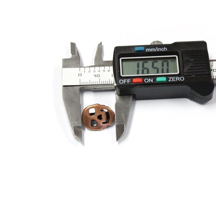 Antique Copper Skull Slider / 5 Pack / ID 10 x 2mm / for 10mm flat leather cord