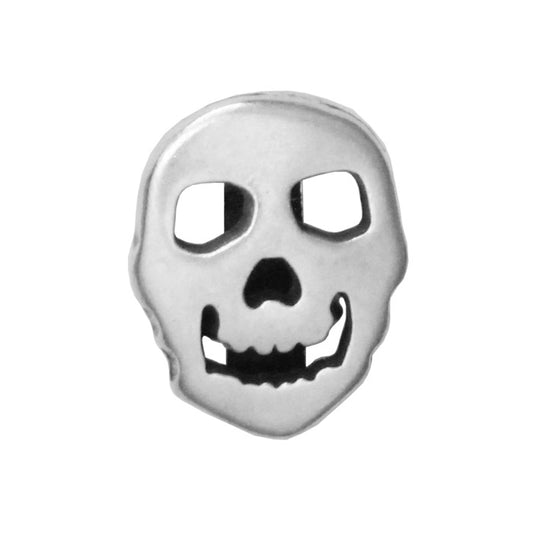 Antique Silver Skull Slider / 5 Pack / ID 10 x 2mm / for 10mm flat leather cord