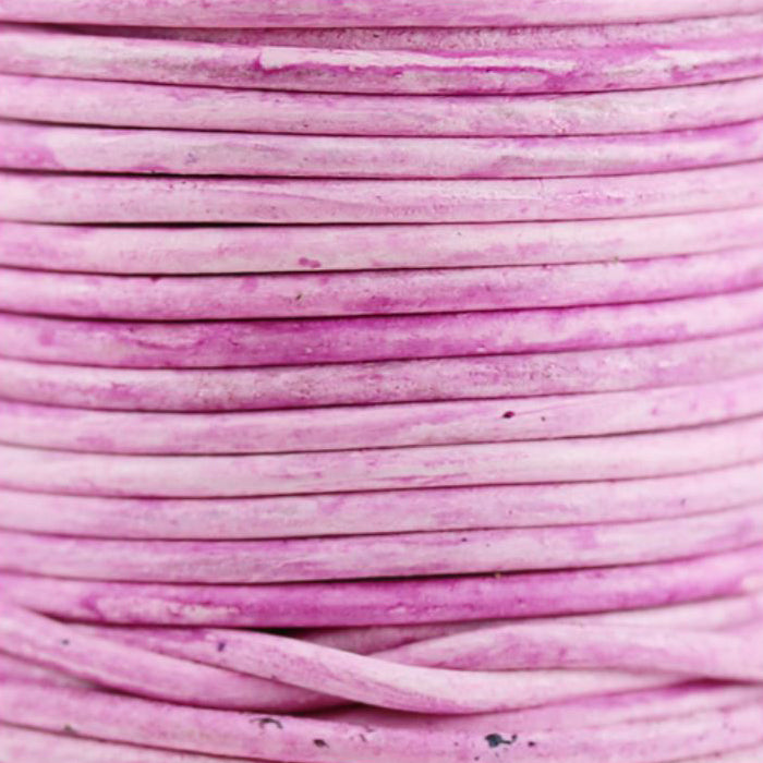 WEATHERED ROSE 2mm Round Leather Cord / sold by the meter