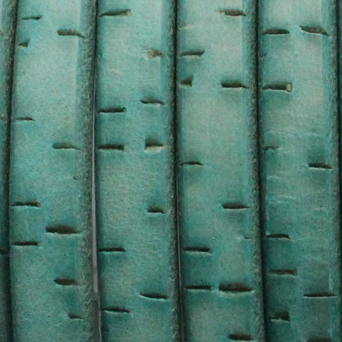 TURQUOISE BARK Regaliz 10 x 6mm Leather Cord / sold by the foot / jewelry leather for bracelets