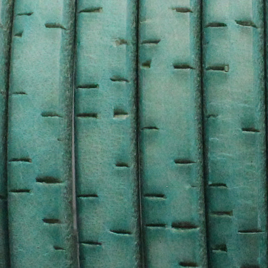 TURQUOISE BARK Regaliz 10 x 6mm Leather Cord / sold by the foot / jewelry leather for bracelets