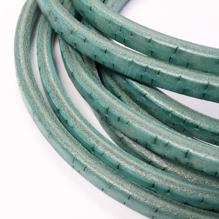 TURQUOISE BARK Regaliz 10 x 6mm Leather Cord / sold by the foot / jewelry leather for bracelets