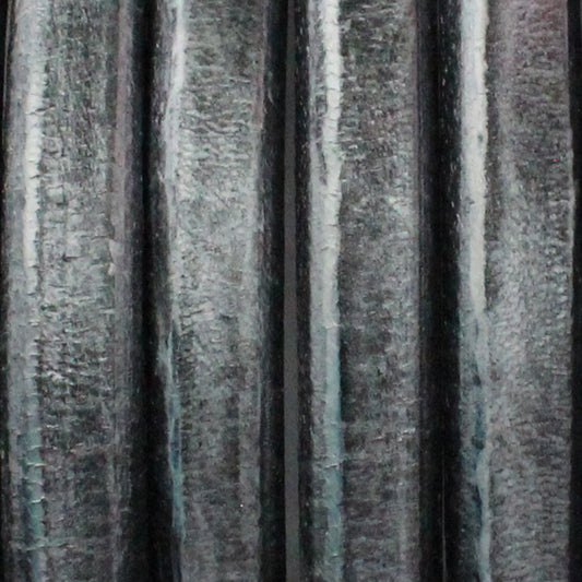 METALLIC SILVER BLACK Regaliz 10 x 6mm Leather Cord / sold by the foot / jewelry leather for bracelets