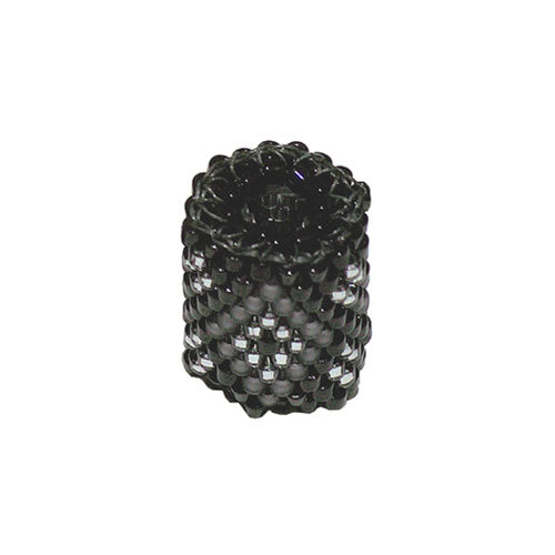 15x11mm Grey and Silver Diamonds on Black Peyote Stitch Tube Bead