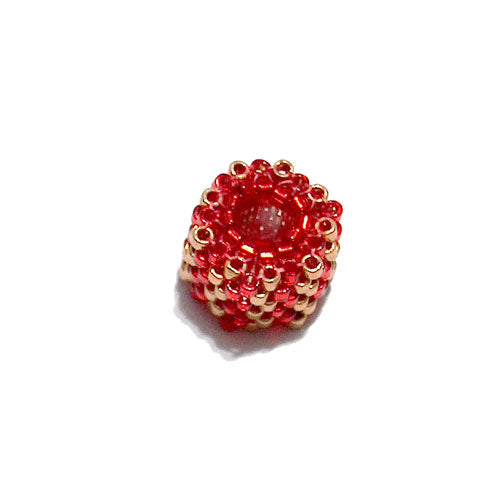 9x11mm Red and Gold Zipper Mini Peyote Stitch Tube Bead