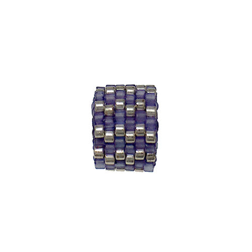 9x11mm Purple and Silver Zipper Mini Peyote Stitch Tube Bead