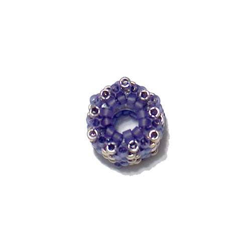 9x11mm Purple and Silver Zipper Mini Peyote Stitch Tube Bead