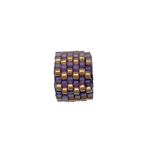 9x11mm Purple and Gold Zipper Mini Peyote Stitch Tube Bead
