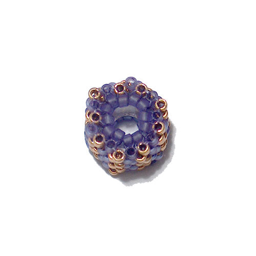 9x11mm Purple and Gold Zipper Mini Peyote Stitch Tube Bead