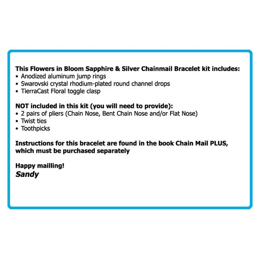 Component Kit for Flowers in Bloom Chainmail Bracelet (Sapphire Blue and Silver)