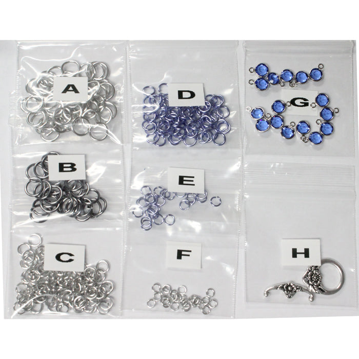 Component Kit for Flowers in Bloom Chainmail Bracelet (Sapphire Blue and Silver)
