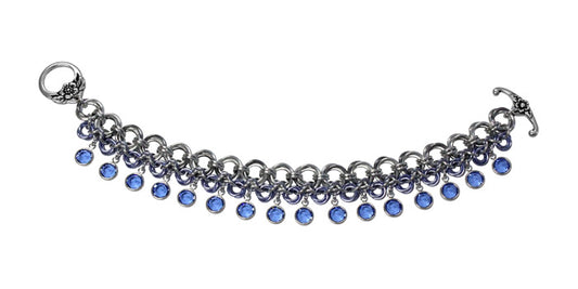 Flowers in Bloom Chainmail Bracelet / 6.5 to 7 Inch wrist size / anodized aluminum jump rings / pewter clasp