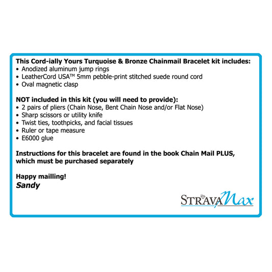 Component Kit for Cord-ially Yours Chainmail Bracelet (Turquoise & Bronze)