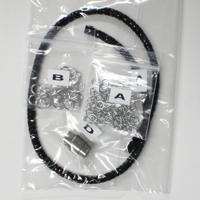 Component Kit for Cord-ially Yours Chainmail Bracelet (Black & Silver)