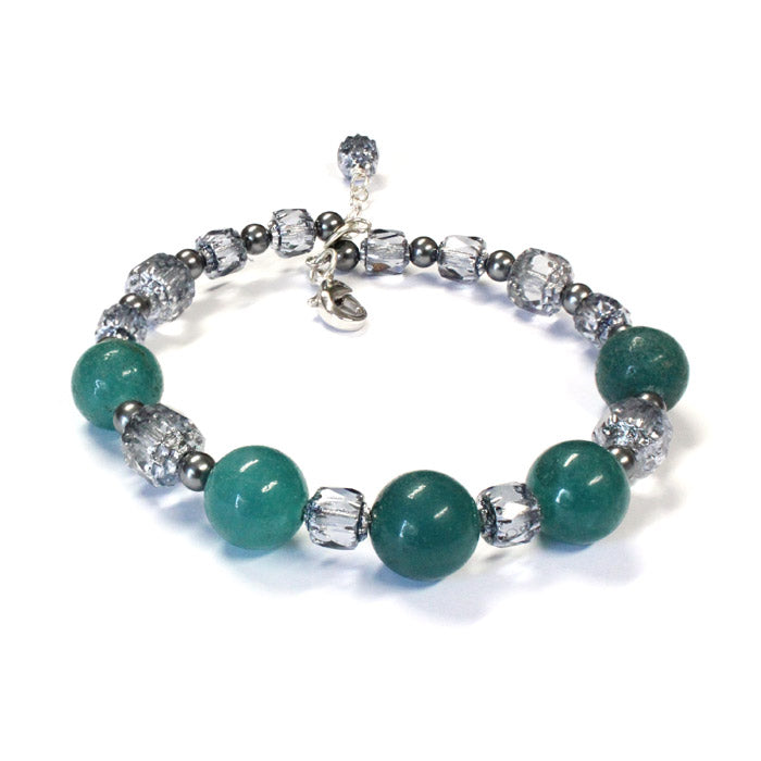 Green Agate Memory Wire Stacking Bracelets / 6 to 7 Inch wrist size